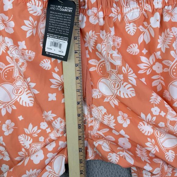 Grunt Style Men's Large Swim Trunks Tropical Death Orange White 7" Inseam Liner - Picture 8 of 14